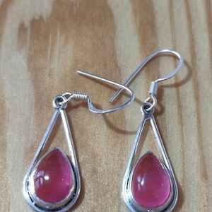 Amazing Pink Jade Gemstone Earring-925 Sterling Silver Earring-semi ...
