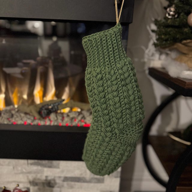 A customer's finished Festive Wheat Stitch Stocking Crochet Pattern