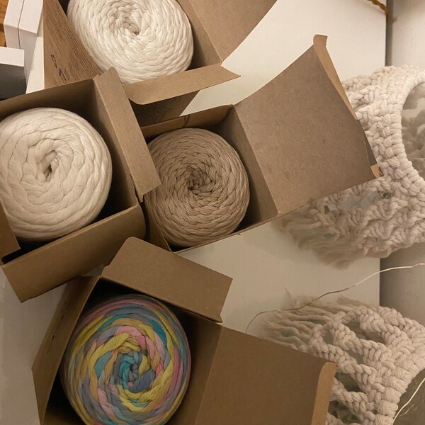 Corde Macramé MeriWoolArt 3mm - 200m Fil Coton Recyclé Oeko-Tex, Corde Simple Torsion Pour Décoration Boho Et Bricolage Créatif