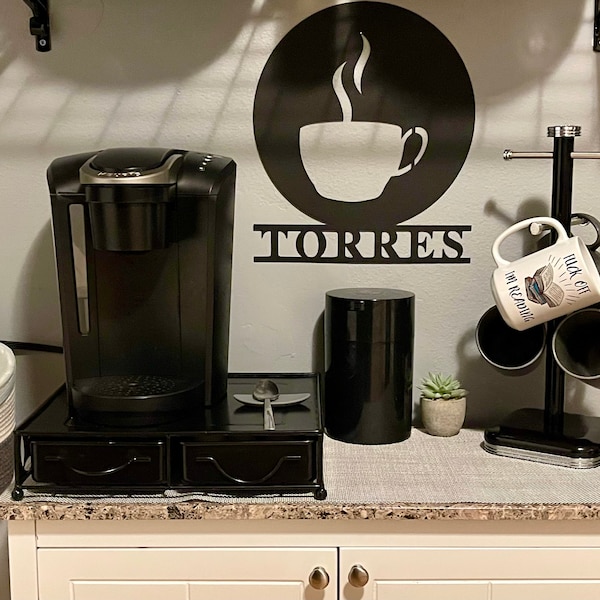 Personalized Kitchen Coffee Sign, Metal Coffee Cup Sign, Custom Coffee ...
