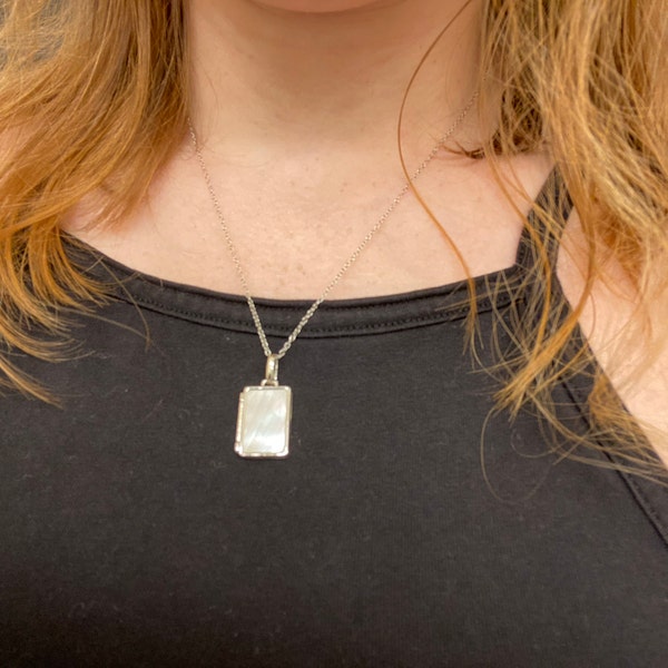 Pearl Locket Necklace by Caitlyn Minimalist • Silver Locket Pendant for ...