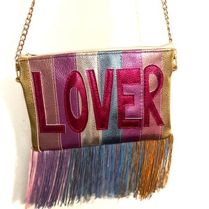 Earth Tone Ribbon Fringe Bag