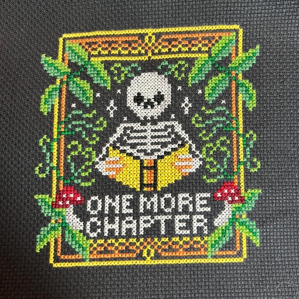 One More Chapter Cross Stitch Pattern PDF, Funny Skeleton Modern Cross ...