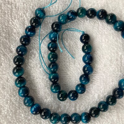 AAA Teal Blue Tiger Eye Natural Gemstone Smooth Round Beads - Etsy