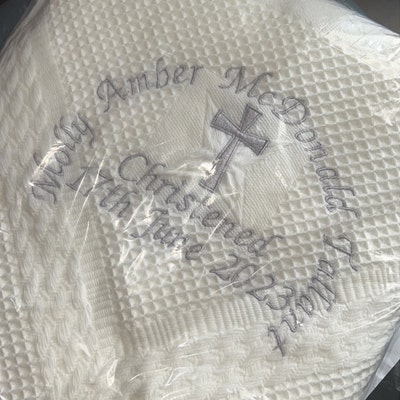 personalised baptism shawl