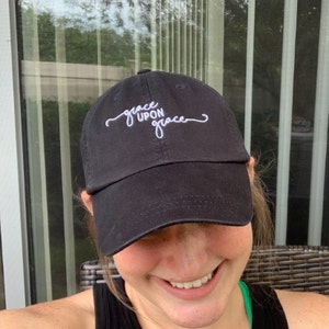 Embroidered Grace Upon Grace Baseball Cap - Handwriting  display picture 1