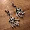 Boucles d'oreille Doré Clous CZ Baguette Vert Art Deco 1920 Style SB1