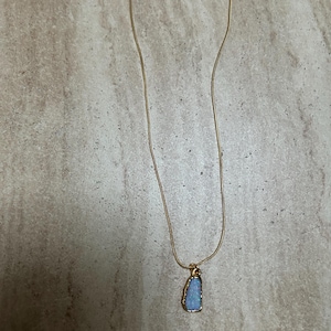 Customer photo from Sarah, Gold Fire Opal Necklace • Ringcrush • Raw Australian Opal Pendant • October Birthstone