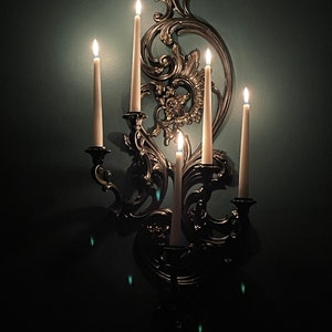 Gothic Victorian Wall Candlestick, Vintage Wall Sconce Black