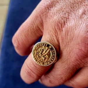 Bague Chevalier Templier En Argent 925 - Sceau Avec Croix - Gros Modèle - Neuve