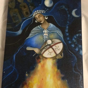 Kuyén Goddess, Mapuche Shaman Art on Canvas, Ancestor Altar, Past ...