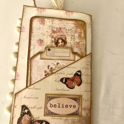 Junk Journal, Page, Pockets, No. 1, Folio, Folder, Shabby, Pink, Insert ...