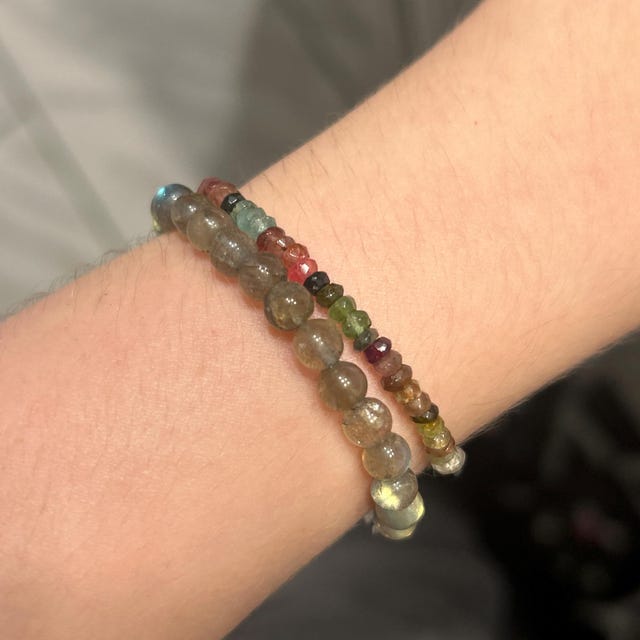 スイカトルマリンブレスレット、マルチトルマリンビーズブレスレット