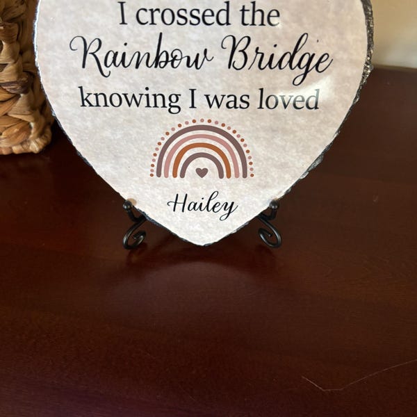 Crossed the Rainbow Bridge Memorial Plaque, Personalized Pet Memorial ...