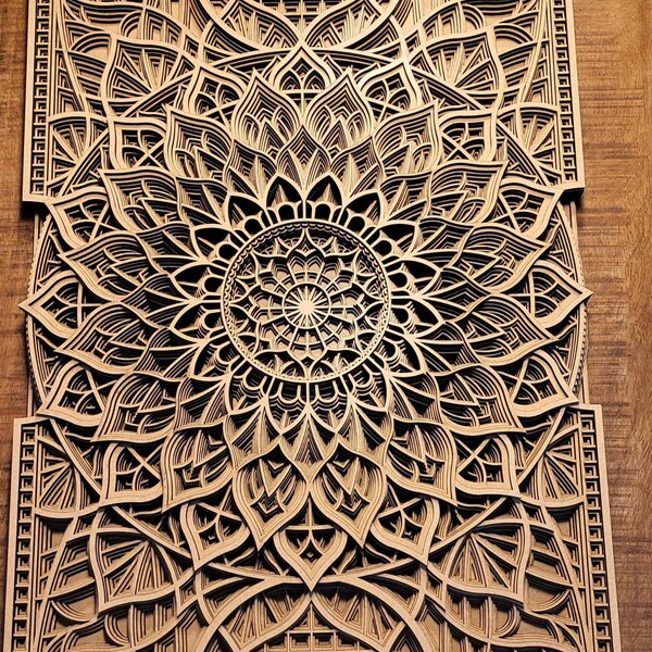Rectangular Mandala SVG Dxf, Flower SVG Mandala, 3d SVG Mandala, Laser ...