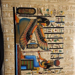 Handbemalter Papyrus 'Göttin Maat/Isis' – Vintage Ägypten-Deko, 43,2 X 33 Cm, Mit Echtheitszertifikat