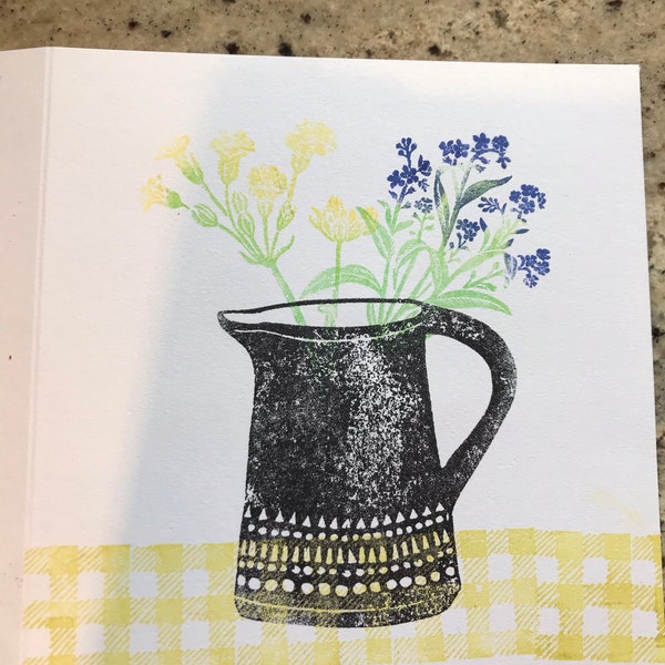 Flowers and Jug Rubber Stamps, Flower Rubber Stamp, Jug Stamp, Craft ...