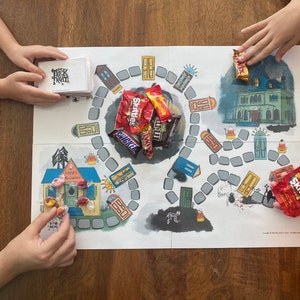 Play Trick Or Treat A Printable Board Game Set Halloween Etsy