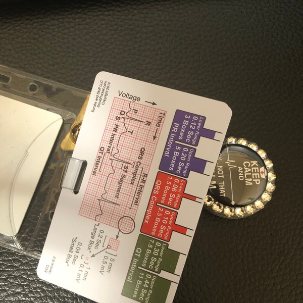 Ekg Ruler Badge Pocket Card Horizontal for Nurse Paramedic EMT for ID ...