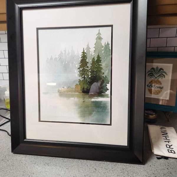 Pine Forest Poster Abstract Landscape Watercolor Art Print Pine Trees ...