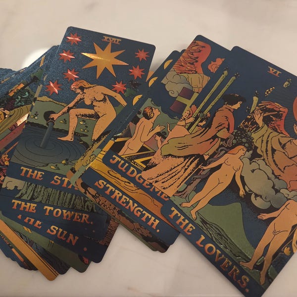 Shayan Rasheed Green Gold Tarot Deck, 78 Waterproof Tarot Card Deck, Tarot Cards With ...