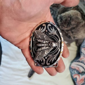 Western Moth Belt Buckle: Metal Skull Insect, Goth Punk  display picture 1