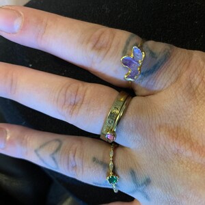 Customer photo from Tia, Triple Raw Amethyst Fan Ring, Gold February Birthstone