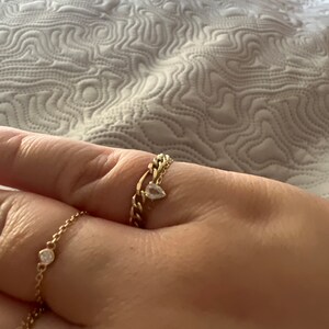 Solid Gold Figaro Chain Ring, 14k Gold Chain Ring, Figaro