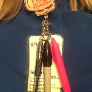 Mini Sharpie Badge Clip Nurse Jewelry Marker and Highlighter Nurse