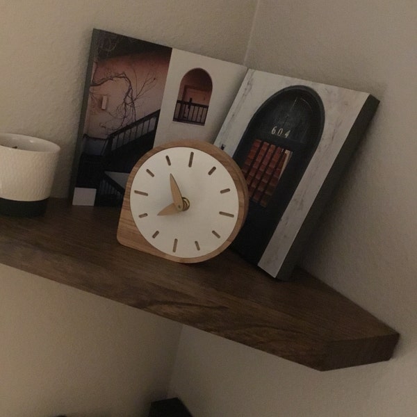 Wood Clock for Desk, Modern Table Clock, Small Desk Clock, Office Desk ...