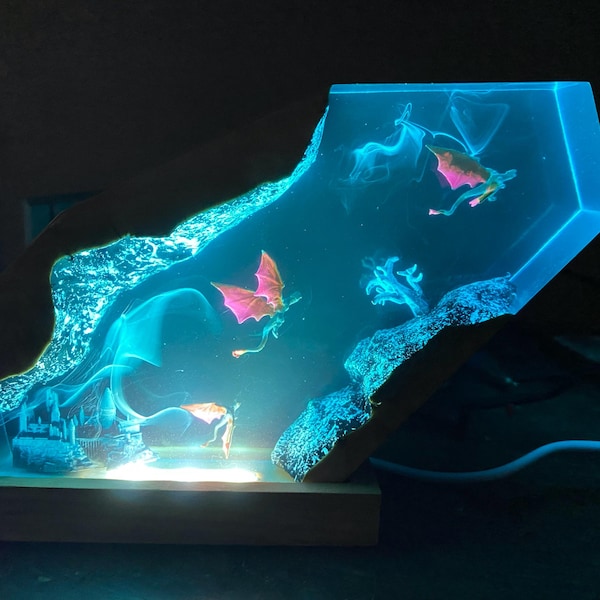 Lamp Rose Resin Epoxy, Epoxy Resin Lamp Wood,night Light Wood, Custom ...