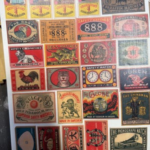 Digital Only: 49 Pcs Vintage 1920-30's Matchbox Labels, Printable