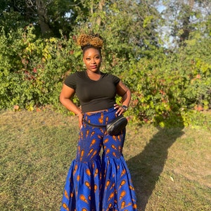 Ankara Elastic Bell Bottoms (Brown) main image 0