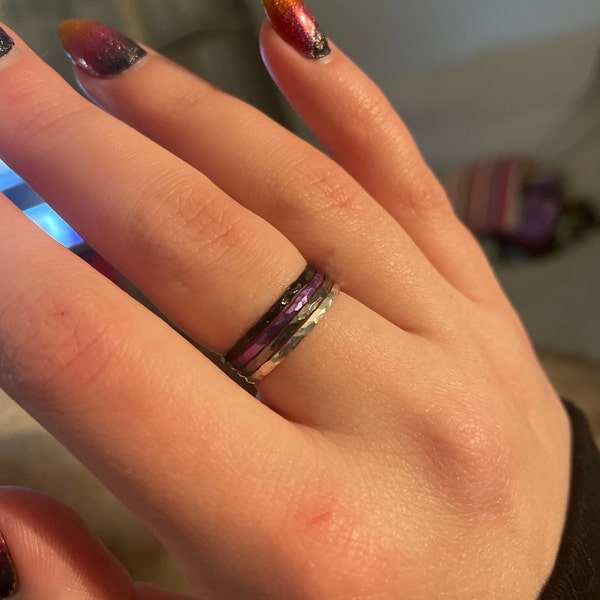 Super Thin Violet Silver Stackable Ring(s),purple Ring,purple Stacking ...