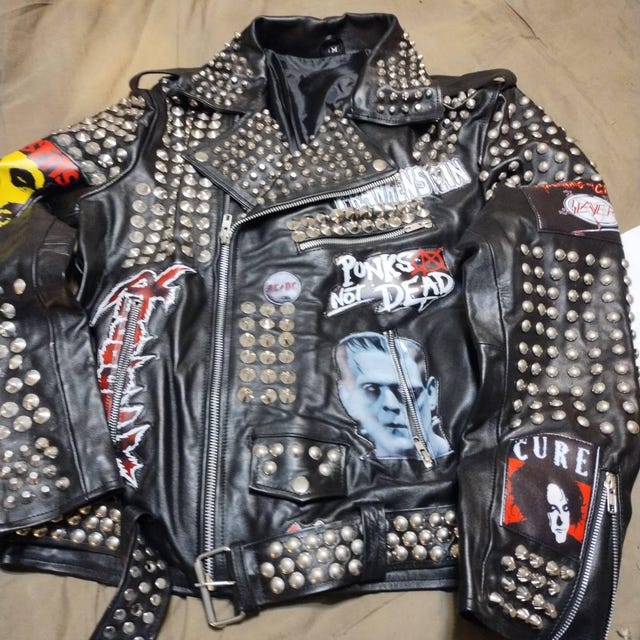 Men's Punk Leather Jacket – Cramps & Lemmy Patchwork