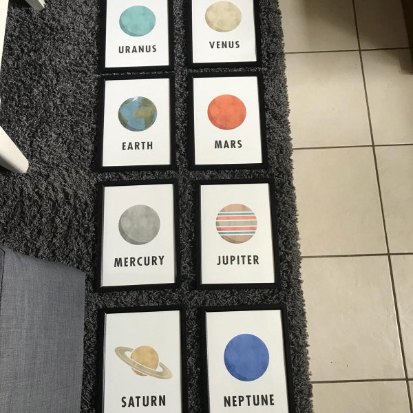 Planets of the Solar System Print, Set of 8, 5x7, 8x10 Print, Space ...