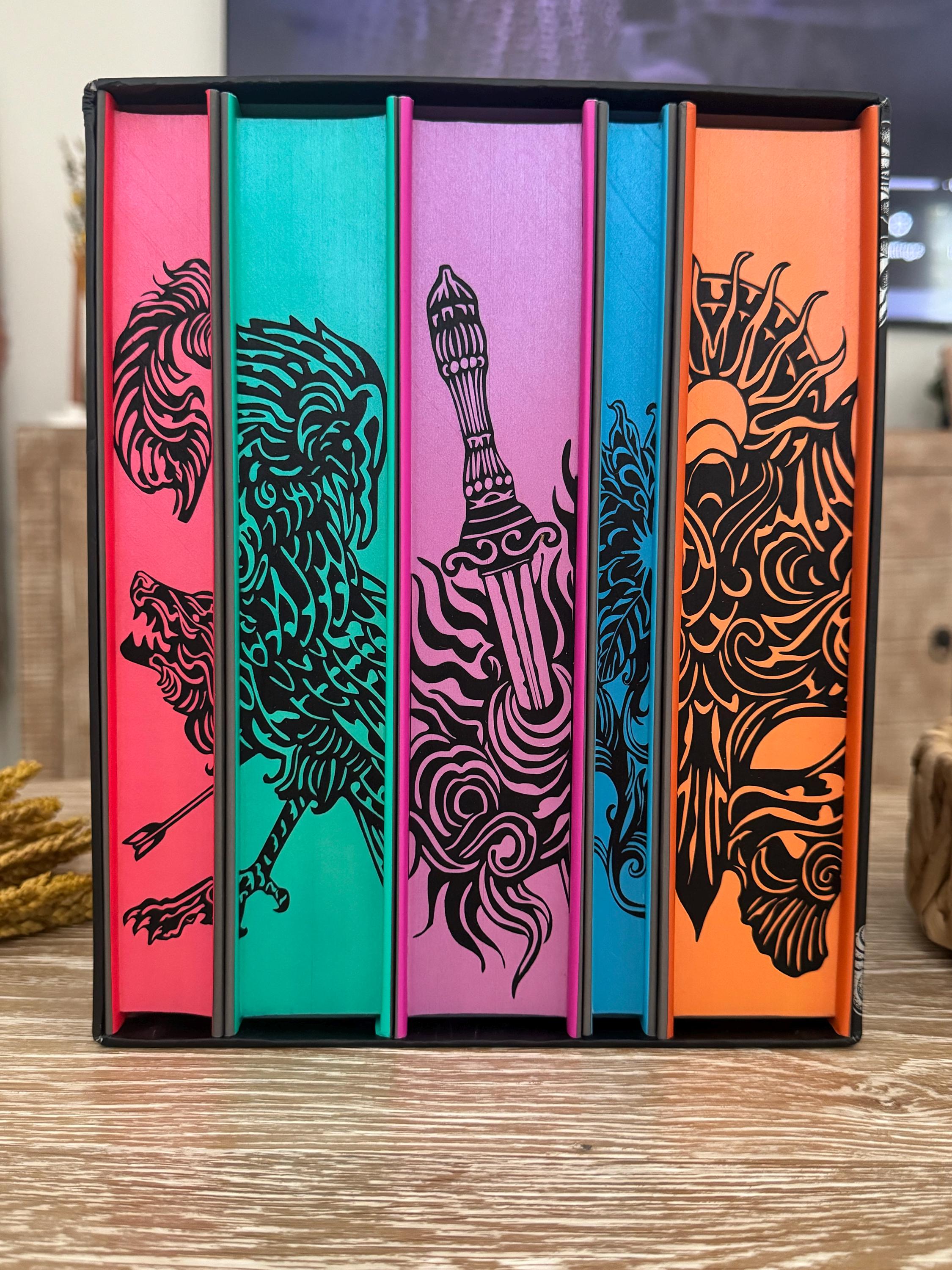 A Court of Thorns and Roses series by Sarah J Maas with Custom Stenciled & Sprayed Edges