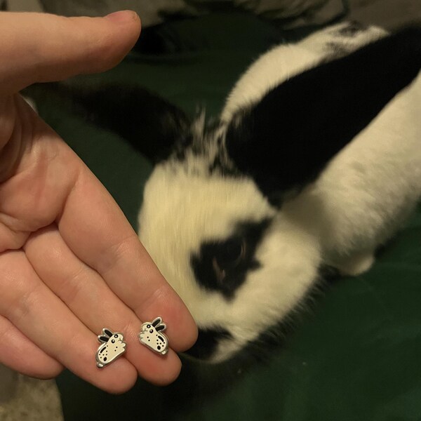 Mix & Match Bunny Stud Earrings (one Pair), Rabbit Studs, Cute Enamel ...