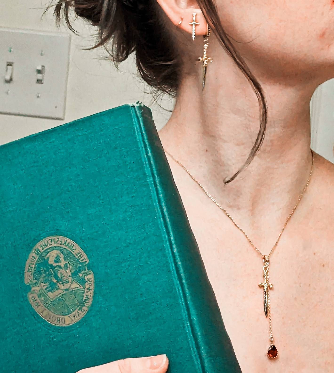 LADY MACBETH Gold / Silver / Black Sword, Hand and Blooddrop Earrings / Hoops