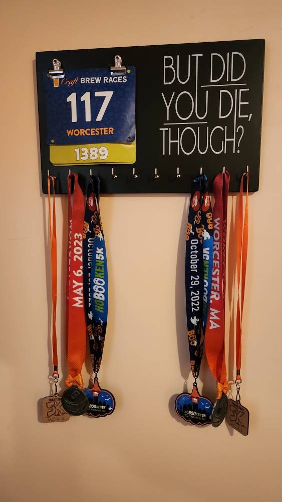 Running Medal Bib Holder Worlds Okayest Runner - Medal Holder, Medal Rack, Medal Display, Race Bib Display, Race Bib Holder