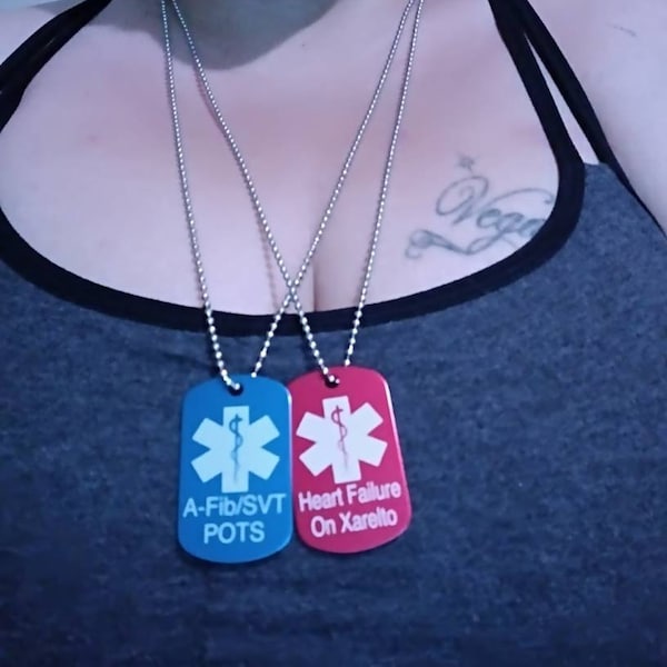 Medical Alert Custom Laser Engraved Medic ID Military Dog Tag Emergency ...