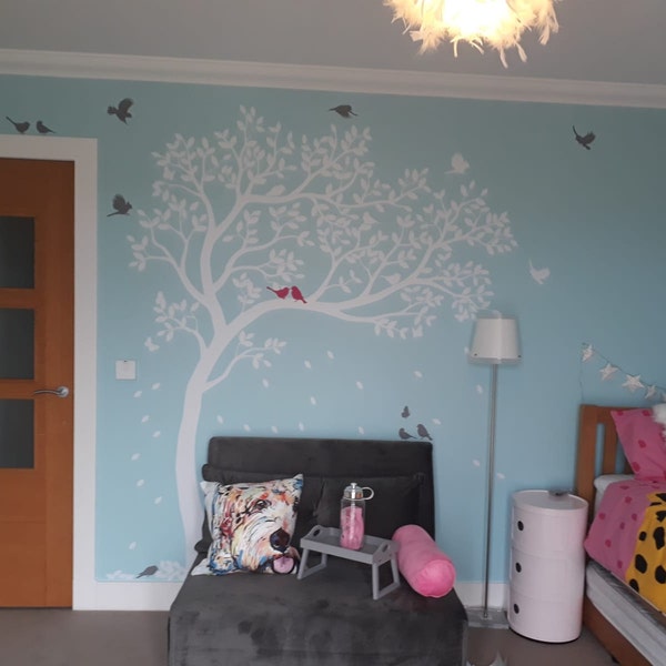 Wall Decal Large Tree Decals Huge Tree Decal Nursery With Birds Tree ...