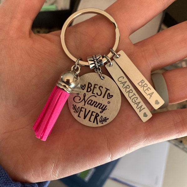 Key Rings Nanny Nanny Gift Keychain Key Chain • BEST NANNY EVER • #1 Nanny • Nanny Gift ...