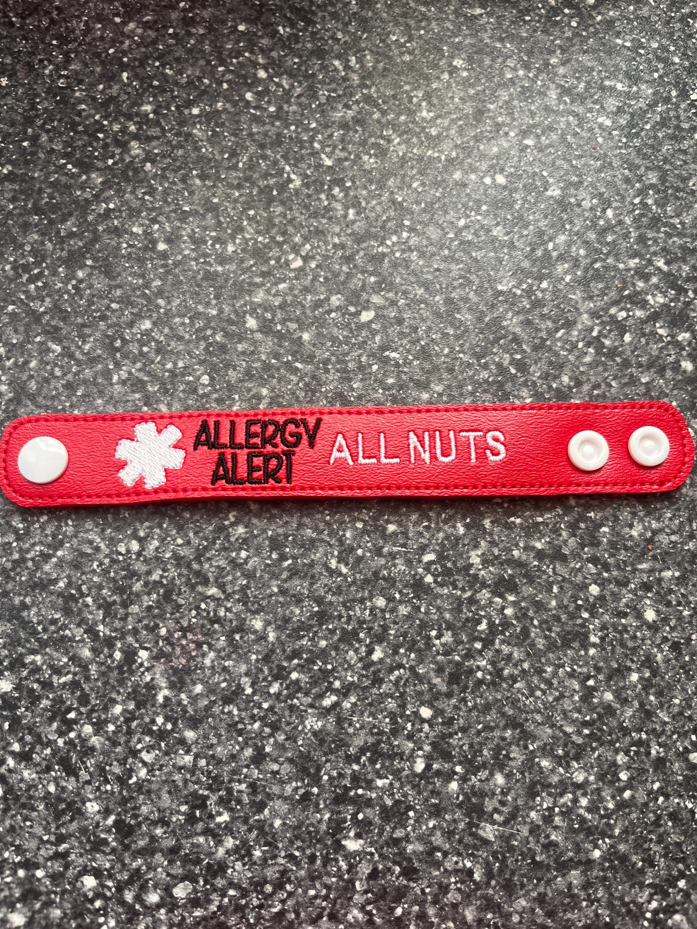 Peanut Tree Nuts Milk Dairy Egg Shellfish Soy Gluten Bee Custom Food Allergy Medical Alert Snap Tab Bracelet by Sara Sews Stuff