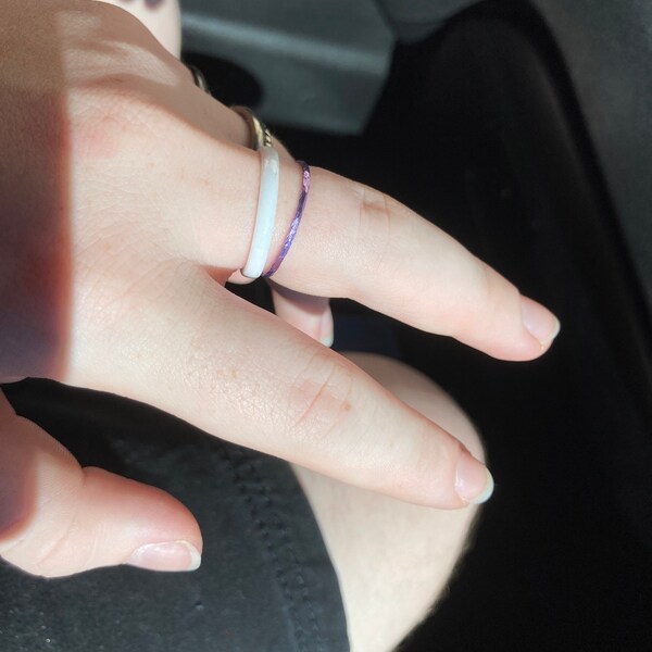 Super Thin Violet Silver Stackable Ring(s),purple Ring,purple Stacking ...