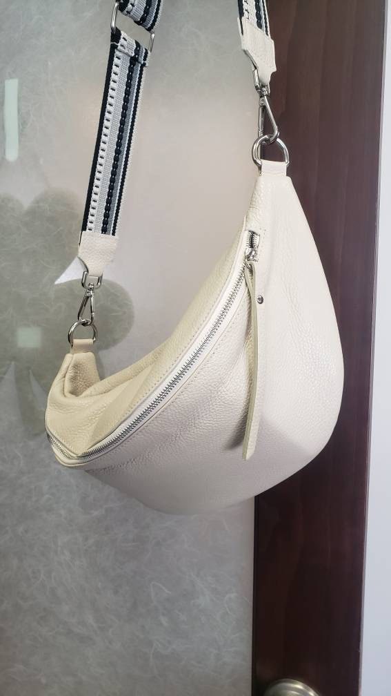 Large Leather fanny pack women, belt bag with wide interchangeable strap, crossbody bag, personalized shoulder bag, bum bag, gift for her