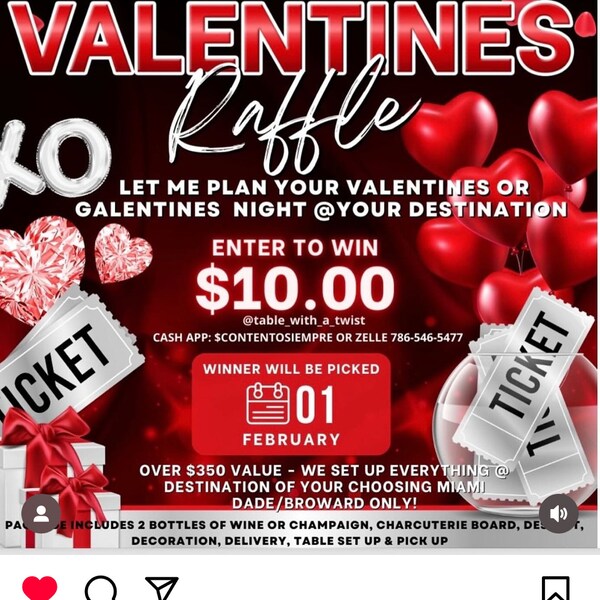 Valentines Day Raffle Giveaway Flyer, DIY Valentines Flyer, Giveaway ...