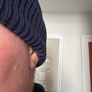 Customer photo from Caroline, Raw Emerald Stud Earrings, May Birthstone Natural Emerald