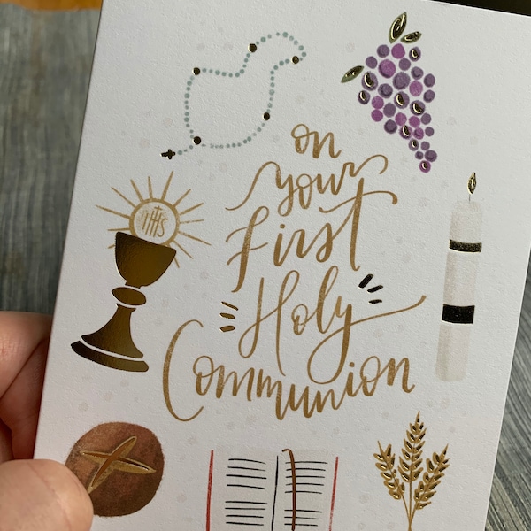 Gold Foil First Holy Communion Card, Catholic First Communion Gift ...