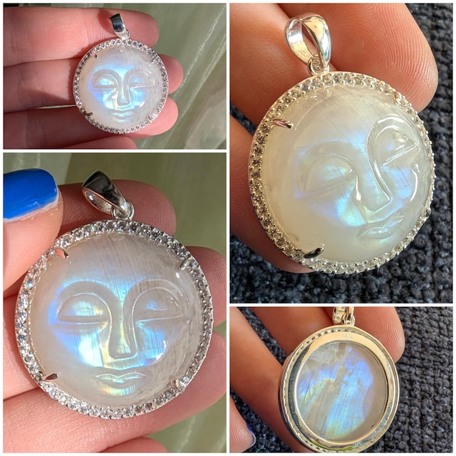 ネックレス・ペンダント Rainbow Moonstone x Star Ruby Necklace Rainbow Moonstone Ruby Sterling Silver Pendant Necklace - Etsy